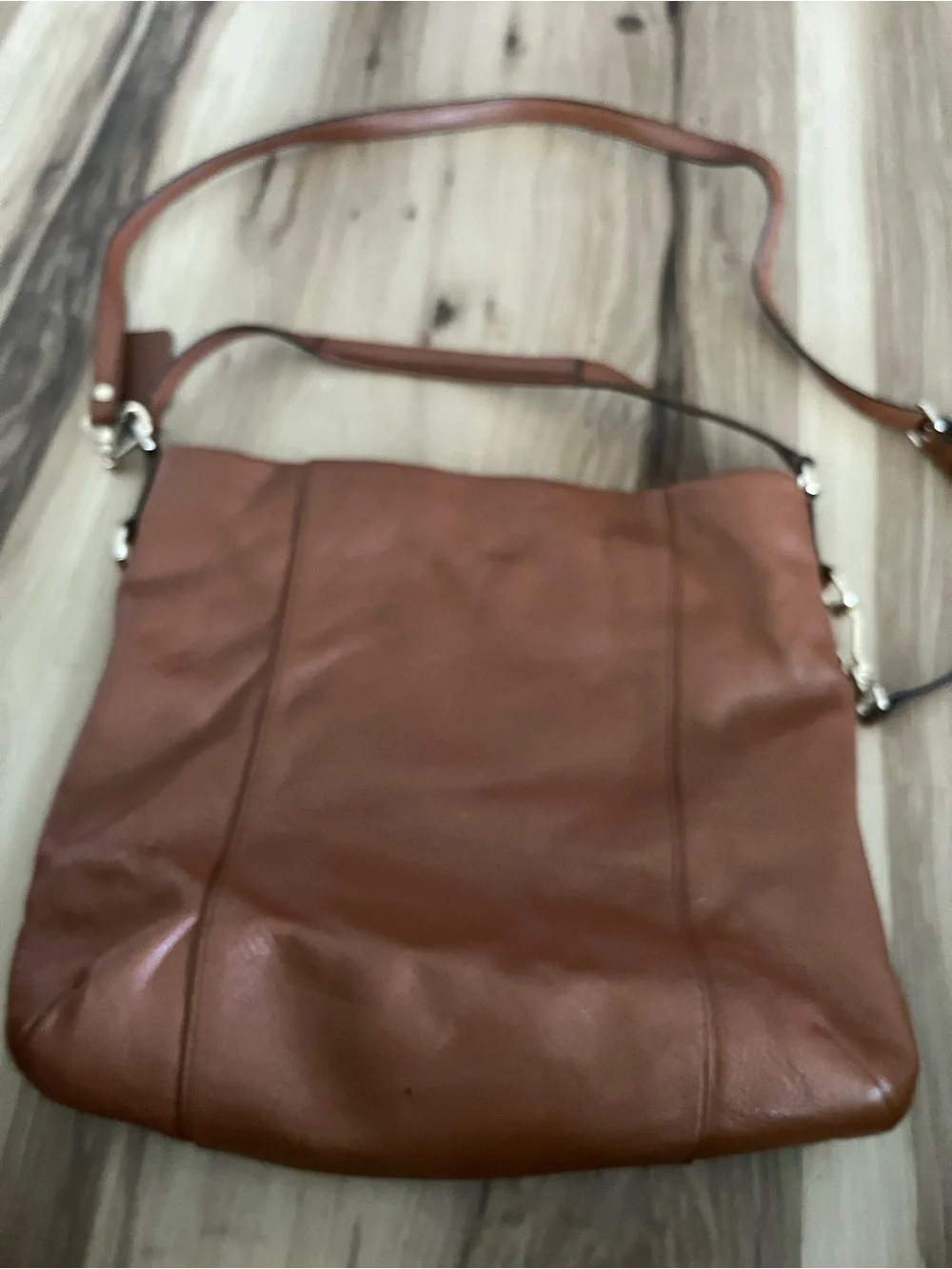 Coach Brown Pebbled Shoulder Bag with Zipper Logo Accent & Inner Pockets